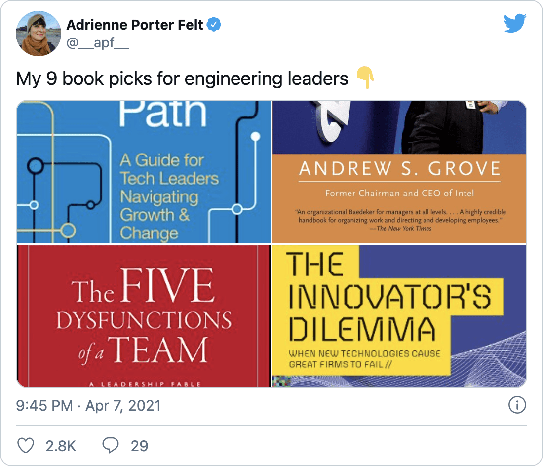 @apf on Twitter: &ldquo;My 9 book picks for engineering leaders 👇&rdquo;