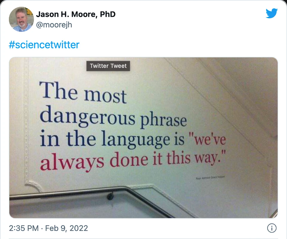 Jason H. Moore, PhD (@moorejh on Twitter) &ldquo;#sciencetwitter&rdquo;