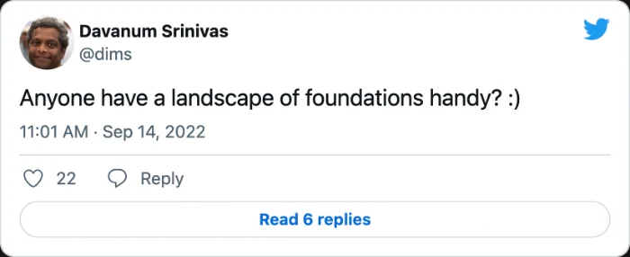 Davanum Srinivas on Twitter: "Anyone have a landscape of foundations handy? :)")