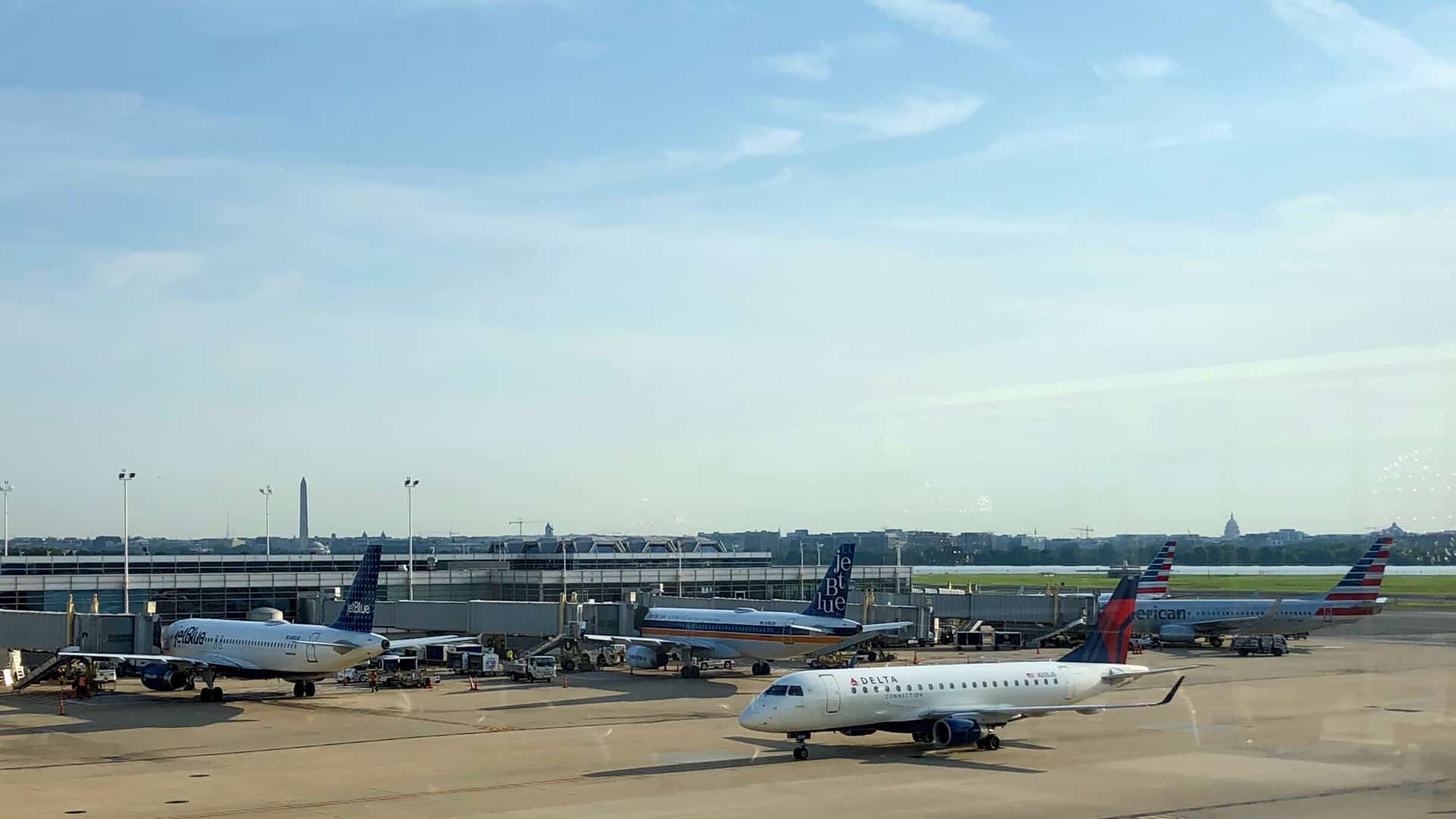 Washington DC skyline as seen from Reagan National Airport (DCA)