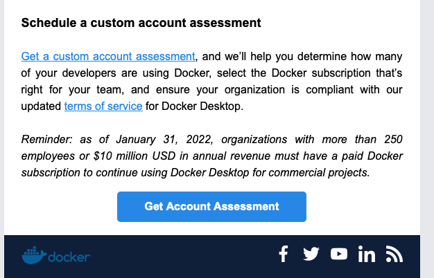 Docker Custom Account Assesment Email